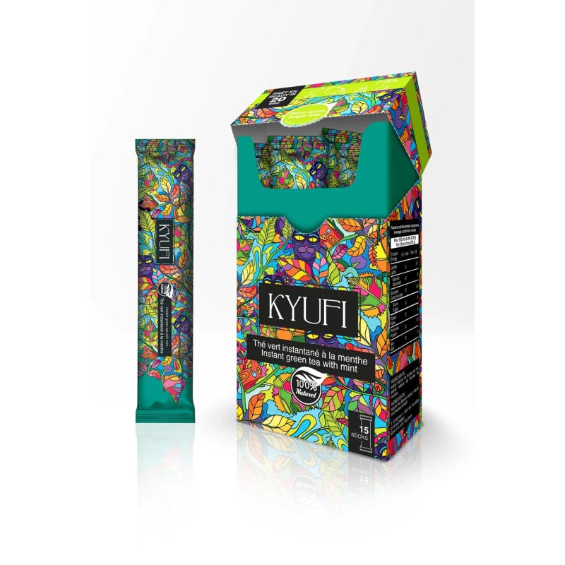 Kyufi Tea - Thé vert à la menthe 100% Naturel Instantané